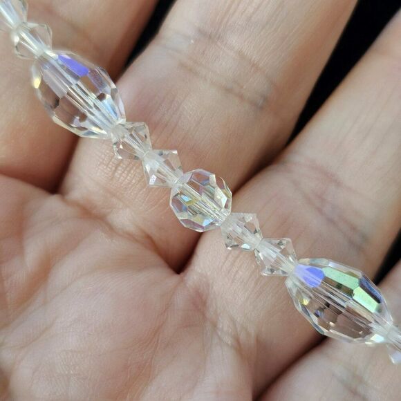 Vintage 1950s AB Aurora Borealis Iridescent Beaded Crystal Necklace - Picture 3 of 5